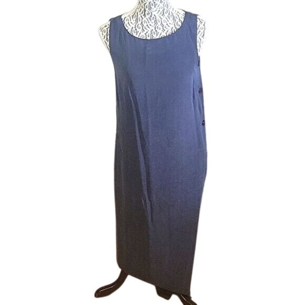 AUGUST SILK Sleeveless Maxi Dress Button Accent ‎ Summer Dress Silk breathable 6